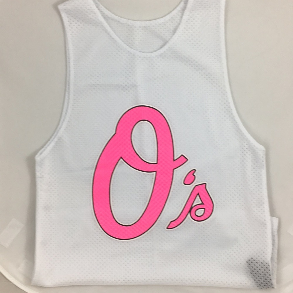 Baltimore Orioles Pink Logo White Mesh Tank Top Sm